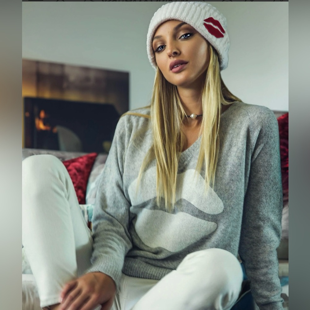Lauren Moshi MACALL WHITE MOUTH Cashmere Sweater